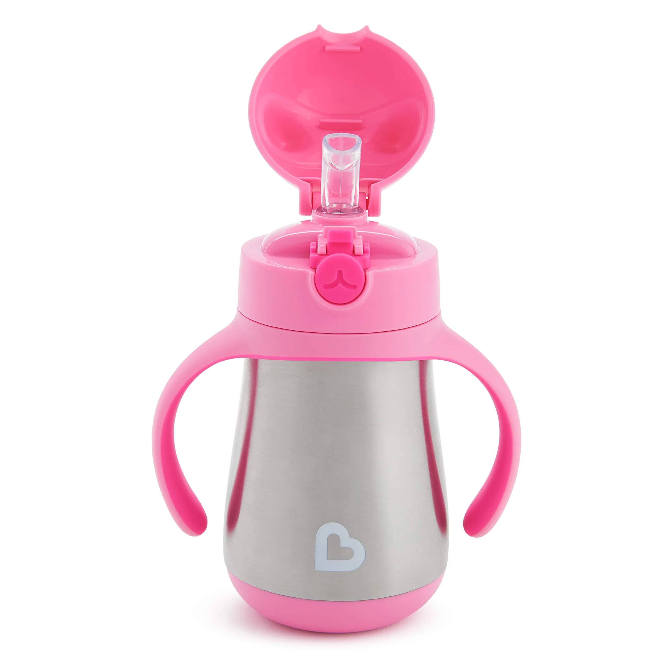 Munchkin Cool Cat Stainless Steel Sippy Cup 237ml (8oz) with Straw | BPA-Free Toddler Cup - view 5