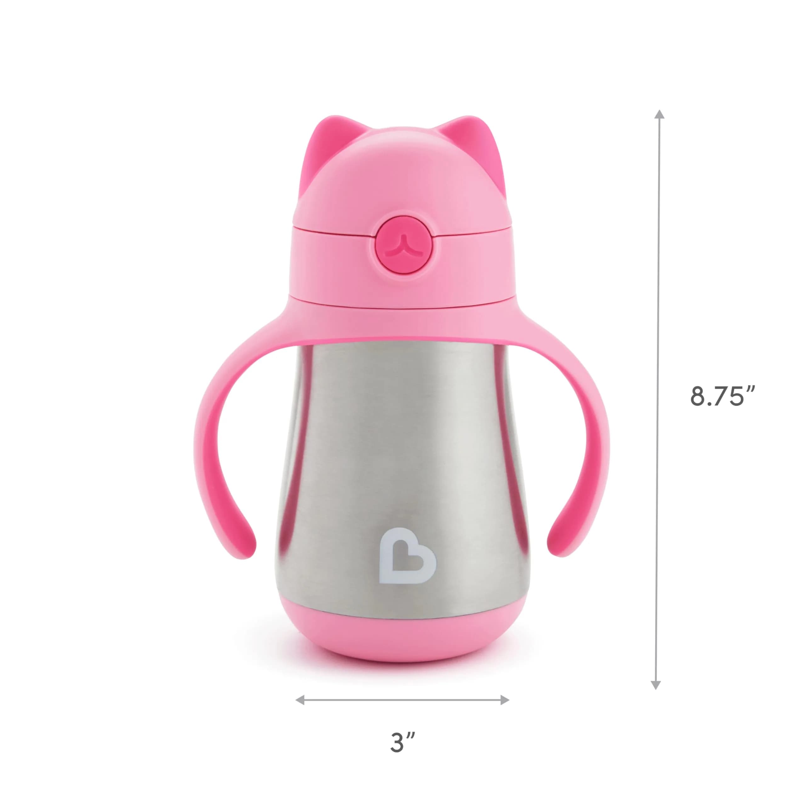 Munchkin Cool Cat Stainless Steel Sippy Cup 237ml (8oz) with Straw | BPA-Free Toddler Cup - view 6