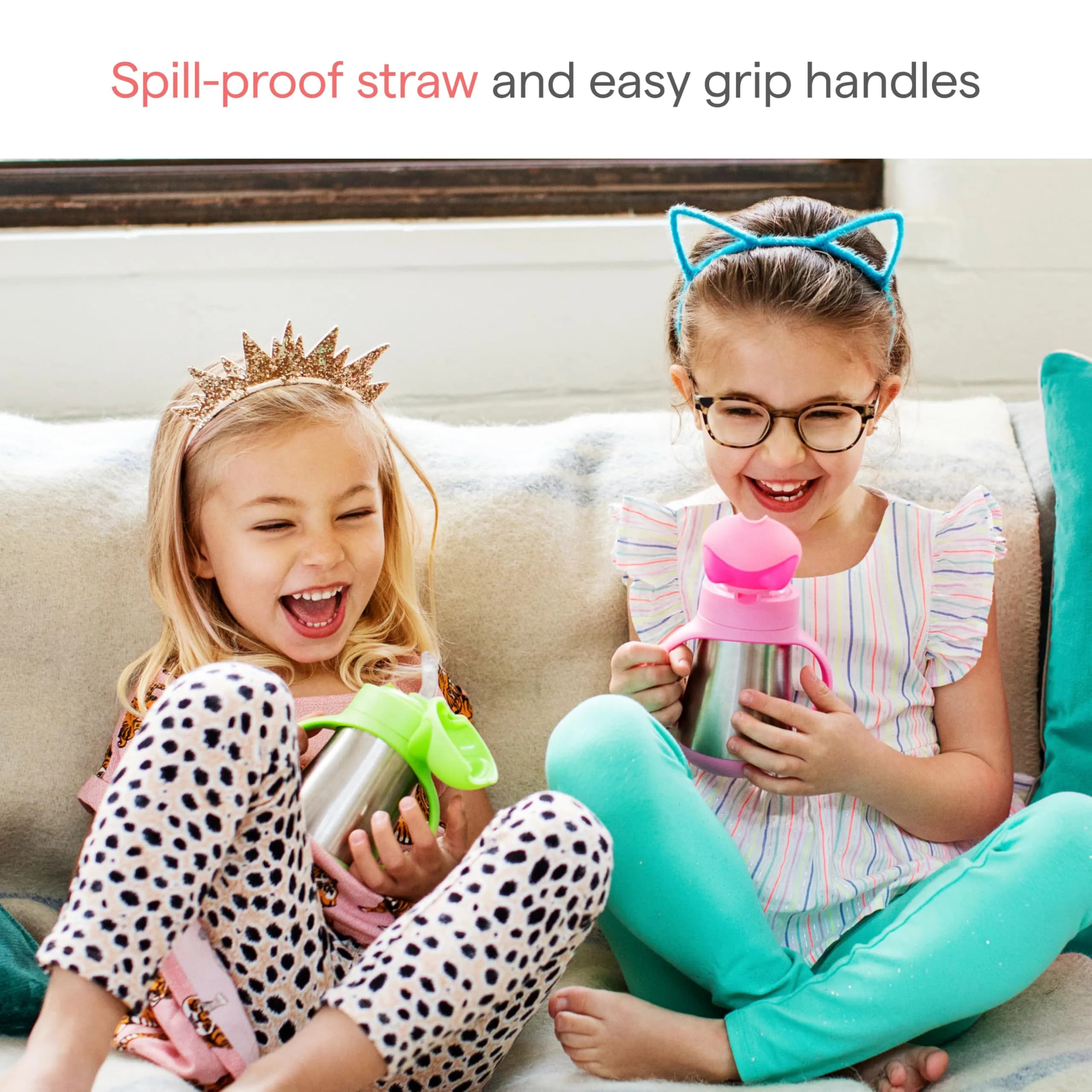 Munchkin Cool Cat Stainless Steel Sippy Cup 237ml (8oz) with Straw | BPA-Free Toddler Cup - view 3