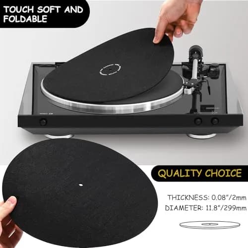 Facmogu 12in Turntable Mat for Record Player, Anti Static Wool Felt Slipmat | Reduce Vibration & Record Bumps thumbnail 4