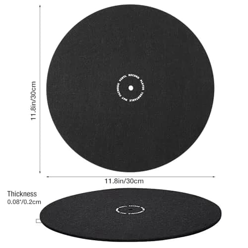 Facmogu 12in Turntable Mat for Record Player, Anti Static Wool Felt Slipmat | Reduce Vibration & Record Bumps thumbnail 7