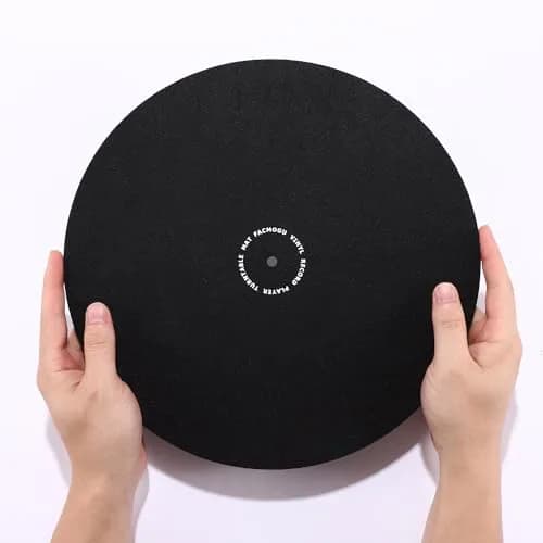 Facmogu 12in Turntable Mat for Record Player, Anti Static Wool Felt Slipmat | Reduce Vibration & Record Bumps thumbnail 2