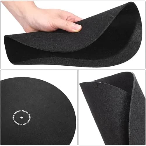 Facmogu 12in Turntable Mat for Record Player, Anti Static Wool Felt Slipmat | Reduce Vibration & Record Bumps thumbnail 3