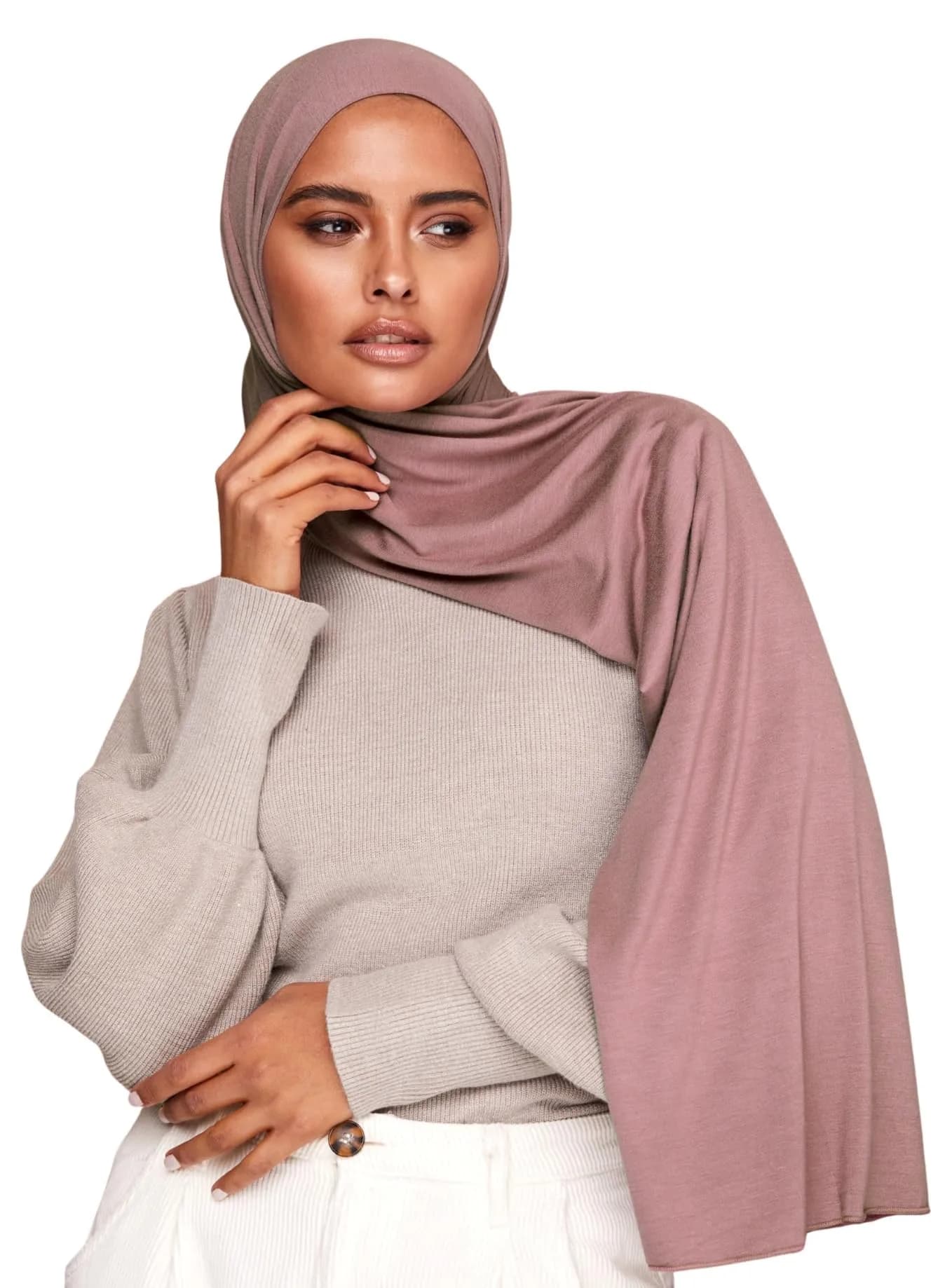VOILE CHIC Premium Jersey Hijab Scarf for Women - Islamic Head Wrap Sphinx | 95% Viscose, 5% Lycra, 27in x 67in