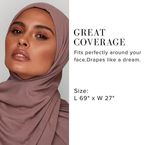 VOILE CHIC Premium Jersey Hijab Scarf for Women - Islamic Head Wrap Sphinx | 95% Viscose, 5% Lycra, 27in x 67in thumbnail 4