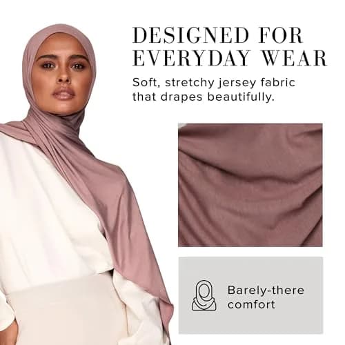 VOILE CHIC Premium Jersey Hijab Scarf for Women - Islamic Head Wrap Sphinx | 95% Viscose, 5% Lycra, 27in x 67in thumbnail 3