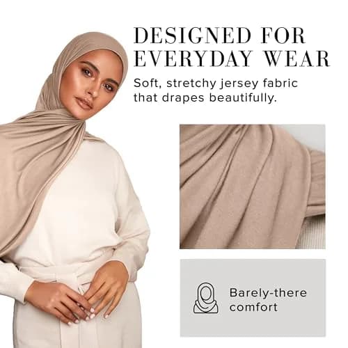 VOILE CHIC Vanilla Jersey Hijab Scarf for Women | 4-Way Stretch, Soft & Non-Slip (70-120 chars) thumbnail 3