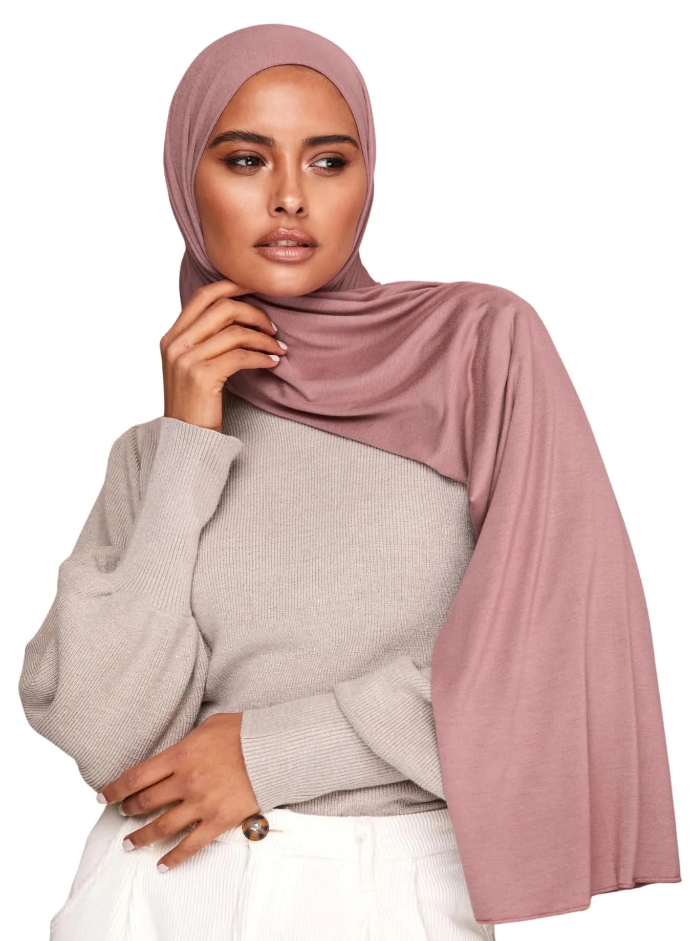VOILE CHIC Premium Jersey Hijab Scarf for Women - Dusty Rose | Effortless Style & Comfort - main product image