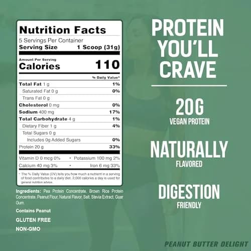 PEScience Select Vegan Protein Powder, Peanut Butter Delight, 5 Servings | Plant-Based, Dairy & Gluten Free, 160g thumbnail 4