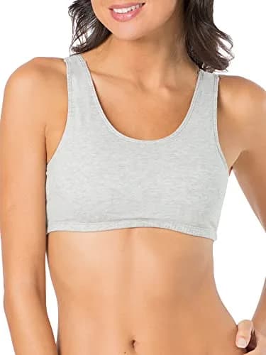 Fruit of the Loom Womens Built Up Tank Style Sports Bra, Mint Chip/White/Grey Heather, 44 US | Cotton Comfort for Low-Impact Activities thumbnail 4