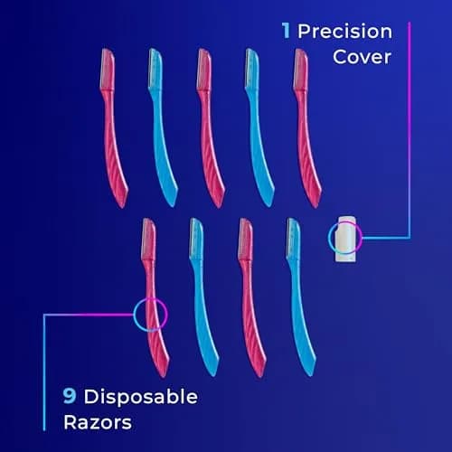 Schick Hydro Silk Touch-Up Dermaplane Razor for Women Face, 9 ct | Multi-purpose Beauty Tool for Eyebrows, Peach Fuzz & Exfoliation thumbnail 9