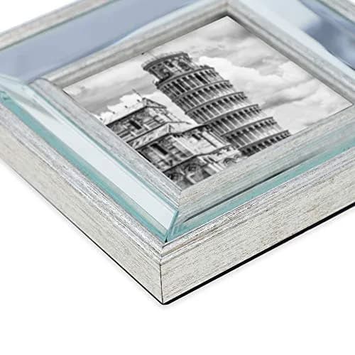 Isaac Jacobs 5x7 Silver Beveled Mirror Picture Frame with Easel | Classic Wall & Tabletop Decor thumbnail 5