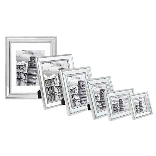Isaac Jacobs 5x7 Silver Beveled Mirror Picture Frame with Easel | Classic Wall & Tabletop Decor thumbnail 6