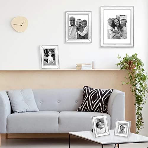 Isaac Jacobs 5x7 Silver Beveled Mirror Picture Frame with Easel | Classic Wall & Tabletop Decor thumbnail 7