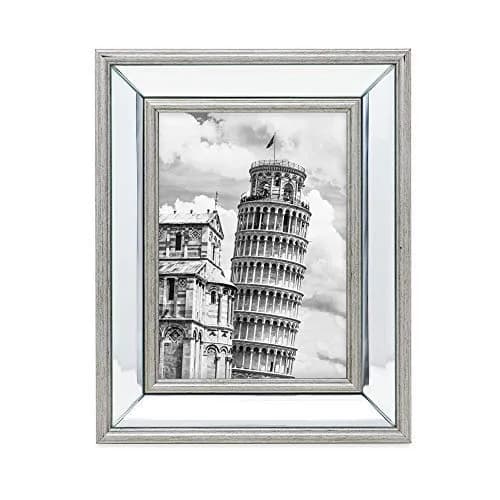 Isaac Jacobs 5x7 Silver Beveled Mirror Picture Frame with Easel | Classic Wall & Tabletop Decor thumbnail 2