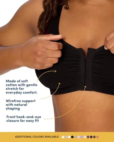 Fruit of the Loom Women's Front Closure Cotton Sports Bra 2-Pack | Medium Impact, Wire-Free, U-Back thumbnail 4