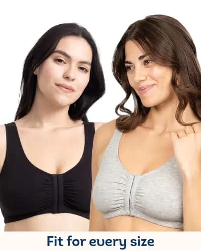 Fruit of the Loom Women's Front Closure Cotton Sports Bra 2-Pack | Medium Impact, Wire-Free, U-Back thumbnail 6