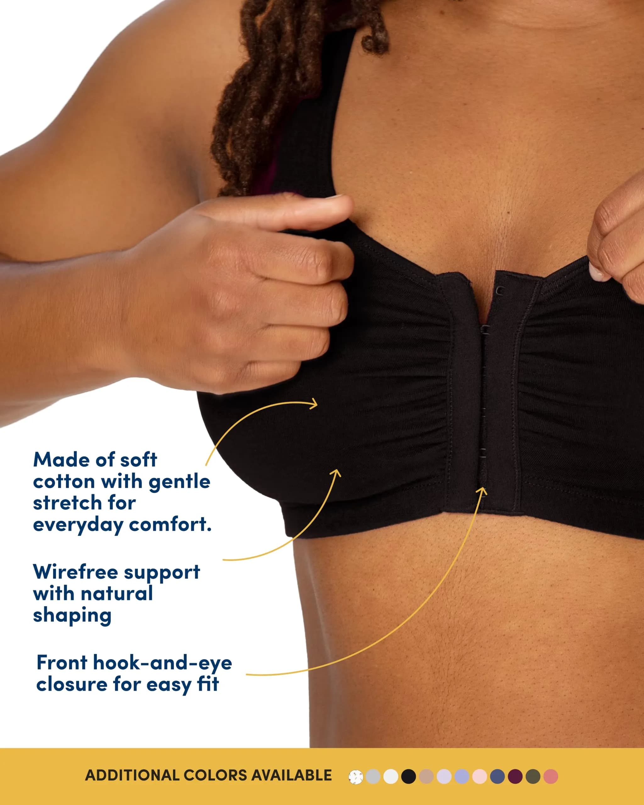Fruit of the Loom Women's Front Closure Cotton Sports Bra 2-Pack | Medium Impact, Wire-Free, U-Back - view 4