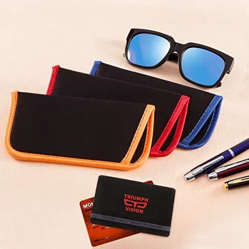 TRIUMPH VISION 3 Pack Reading Glasses Pouch Soft Case Eyeglass Sleeve Slim | Lightweight Neoprene for Small Sunglasses & Reading Glasses thumbnail 5