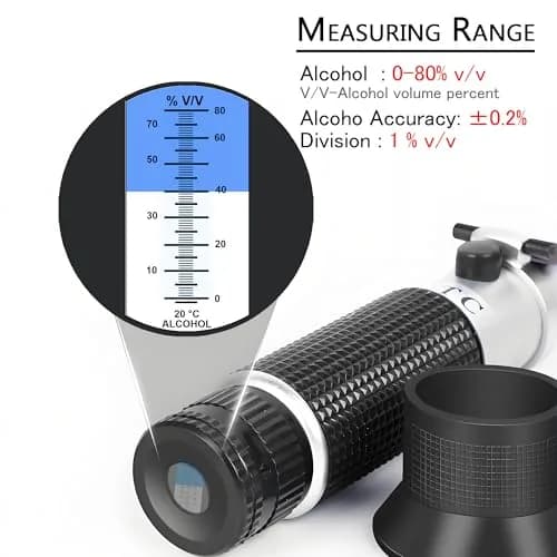 V·RESOURCING Handheld Alcohol Refractometer 0-80% v/v | Measures Spirits, Whiskey, Brandy, Vodka, Tequila thumbnail 3