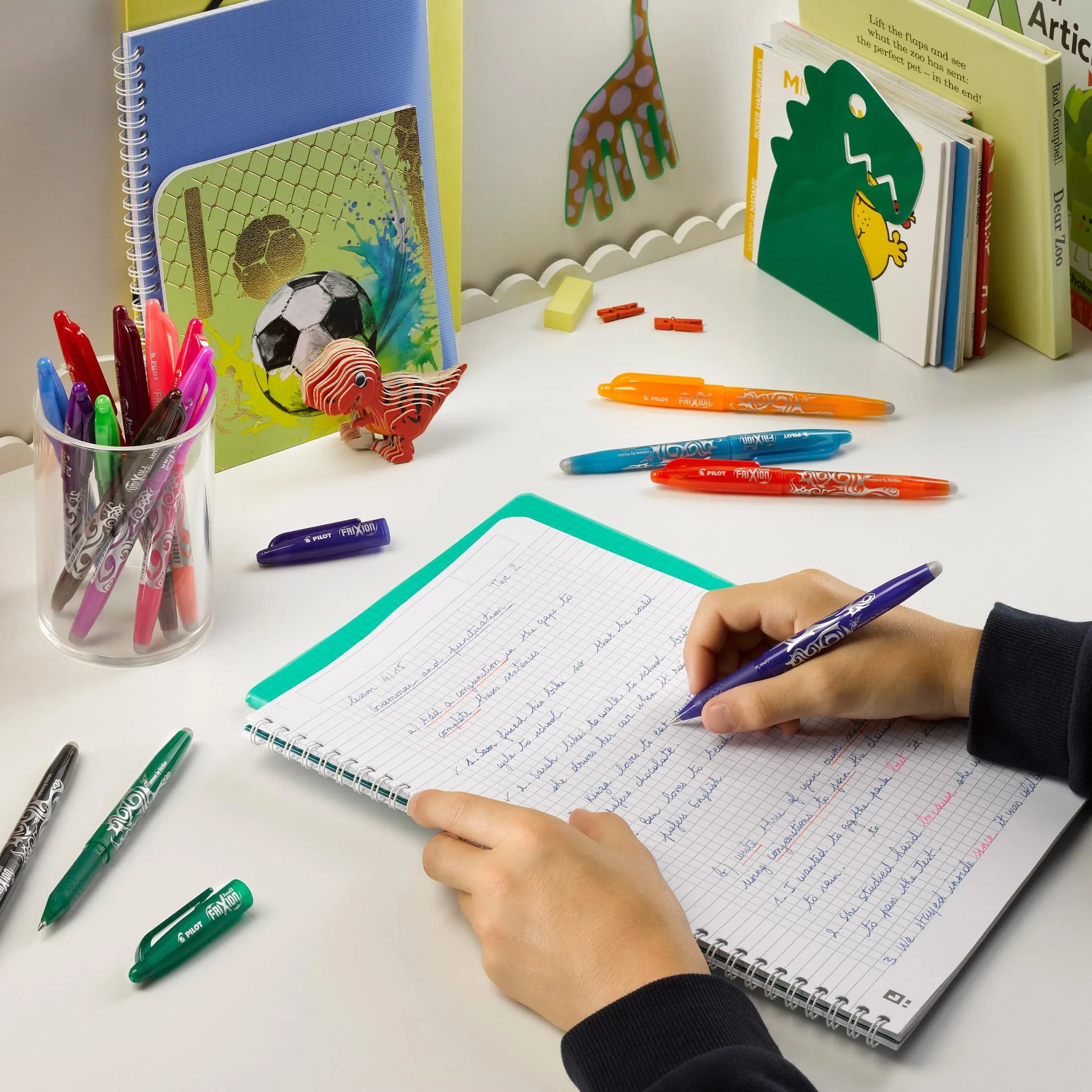 Pilot FriXion Erasable Rollerball Pen 0.7mm Tip - 5 Pens (2 Black, 1 Blue, 1 Red, 1 Green) | Smooth Ink Flow - view 5