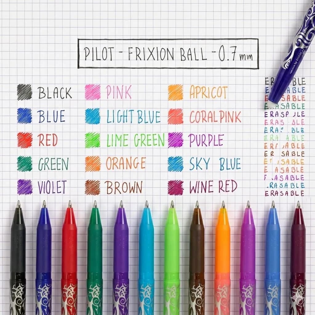 Pilot FriXion Erasable Rollerball Pen 0.7mm Tip - 5 Pens (2 Black, 1 Blue, 1 Red, 1 Green) | Smooth Ink Flow - view 4