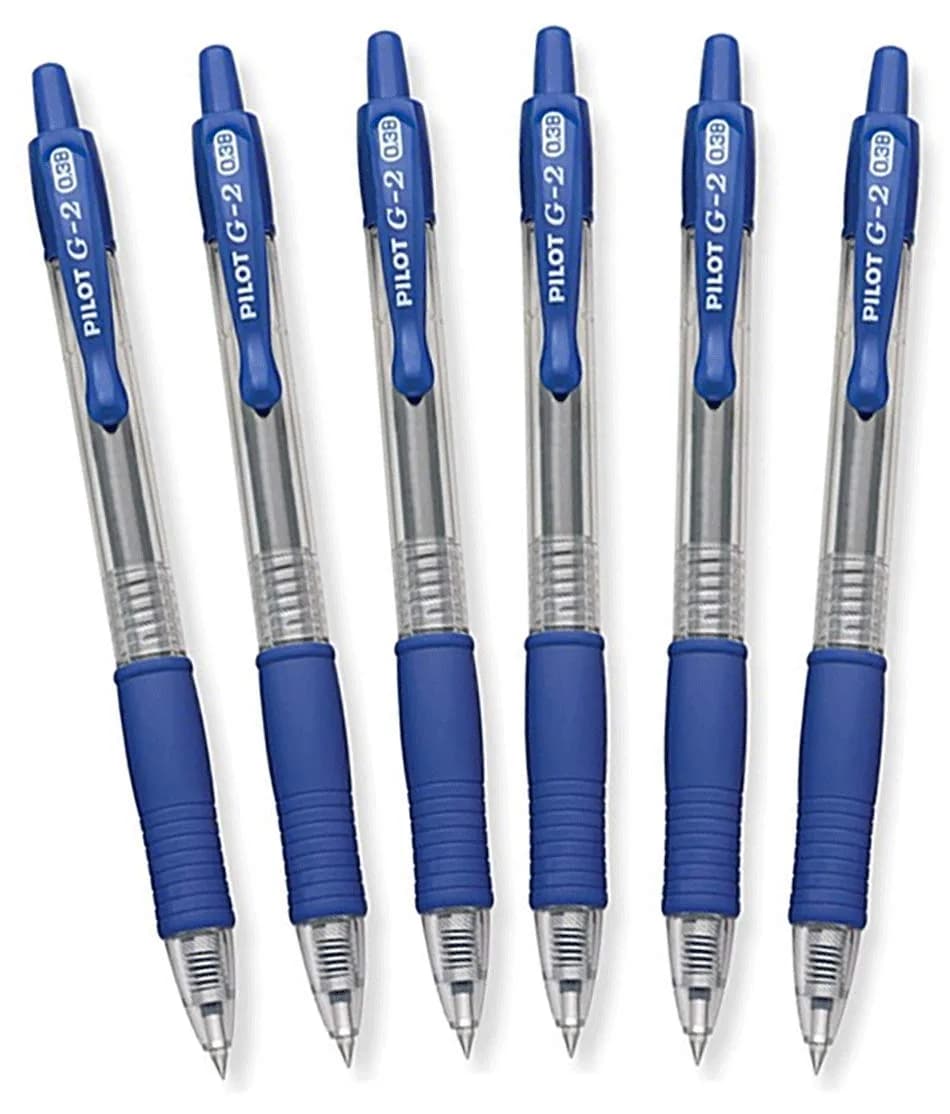 Pilot G2 Retractable Gel Ink Roller Ball Pens Ultra Fine | Blue, Pack of 6, Refillable — Blue
