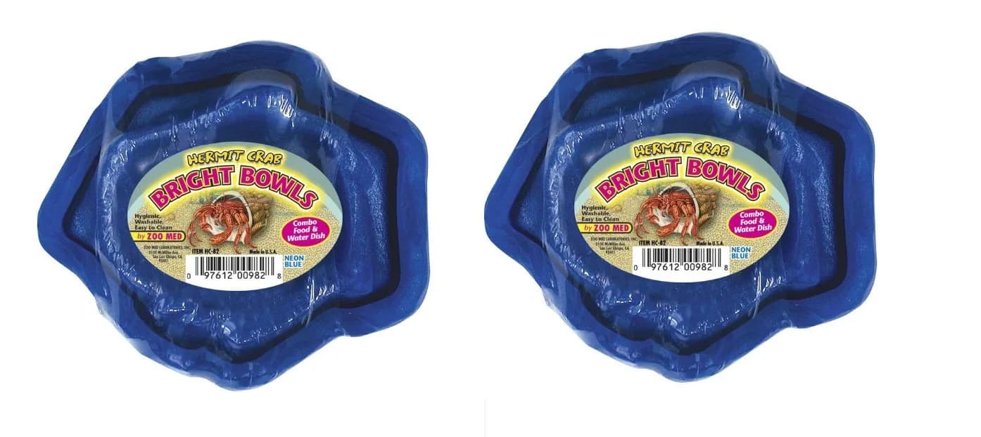 Zoo Med Hermit Crab Bright Bowls Neon Blue | Rust Resistant, 2 Pack, 50 oz | Hand Wash Only