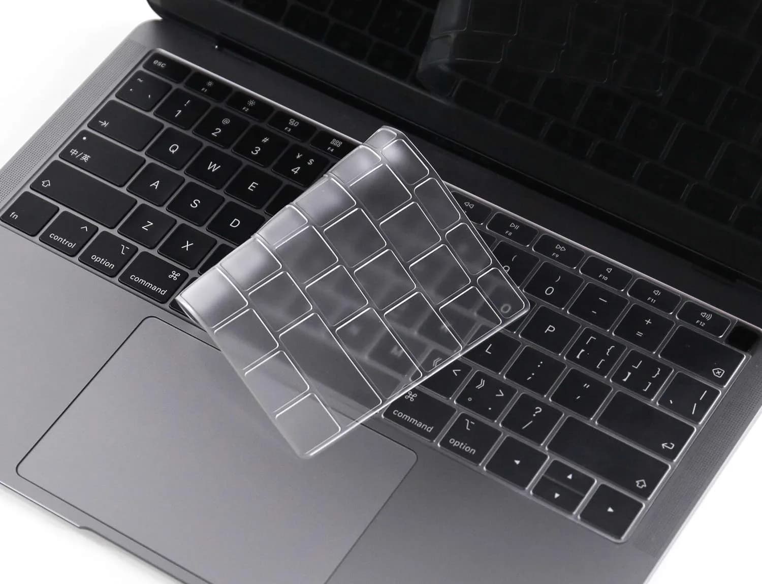 CaseBuy Black Silicone Keyboard Cover for MacBook Air 13.6/15.3 inch M2-M5 Chip, MacBook Pro 14/16 inch M1-M5 Pro/Max | US Layout Protector — Clear