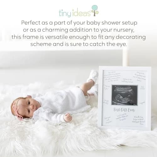 tiny ideas Guest Signature Sonogram Keepsake Frame with Silver Marker & Easel | Holds 4" x 5" Ultrasound Photo thumbnail 7