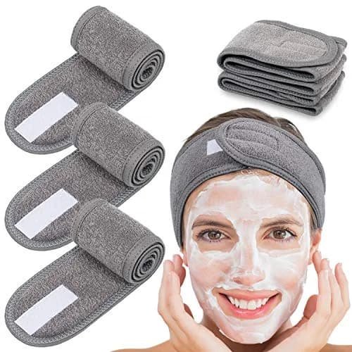 Whaline Gray Spa Headband for Women | Adjustable Terry Cloth Hair Wrap for Facial & Bath thumbnail 1