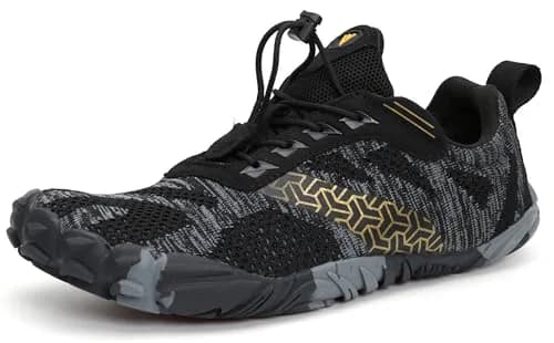 WHITIN Men's Wide Toe Box Trail Running Minimalist Shoes, Black, 9 | Zero Drop, Vegan thumbnail 1