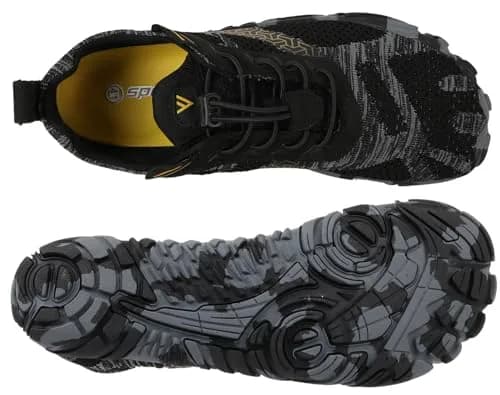 WHITIN Men's Wide Toe Box Trail Running Minimalist Shoes, Black, 9 | Zero Drop, Vegan thumbnail 6