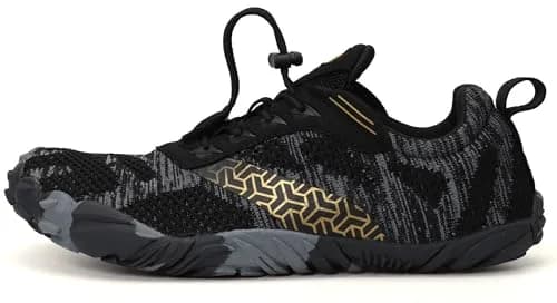 WHITIN Men's Wide Toe Box Trail Running Minimalist Shoes, Black, 9 | Zero Drop, Vegan thumbnail 3