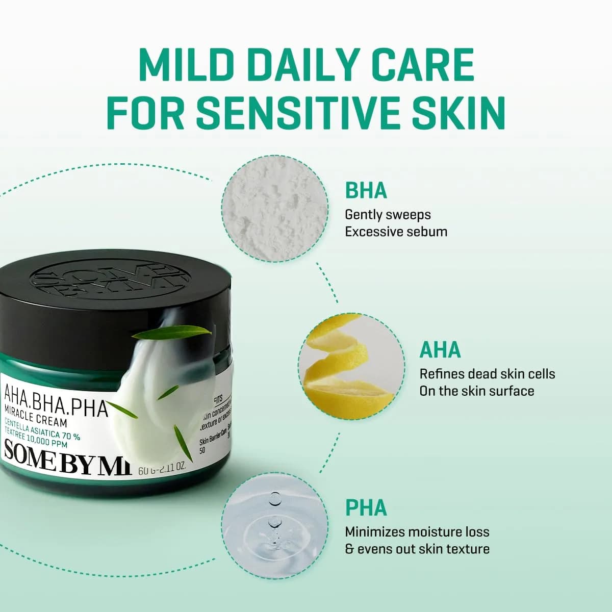 SOME BY MI AHA BHA PHA Miracle Cream 60ml (2.02 Fl Oz) | Mild Refining & Centella Face Moisturizer - view 2