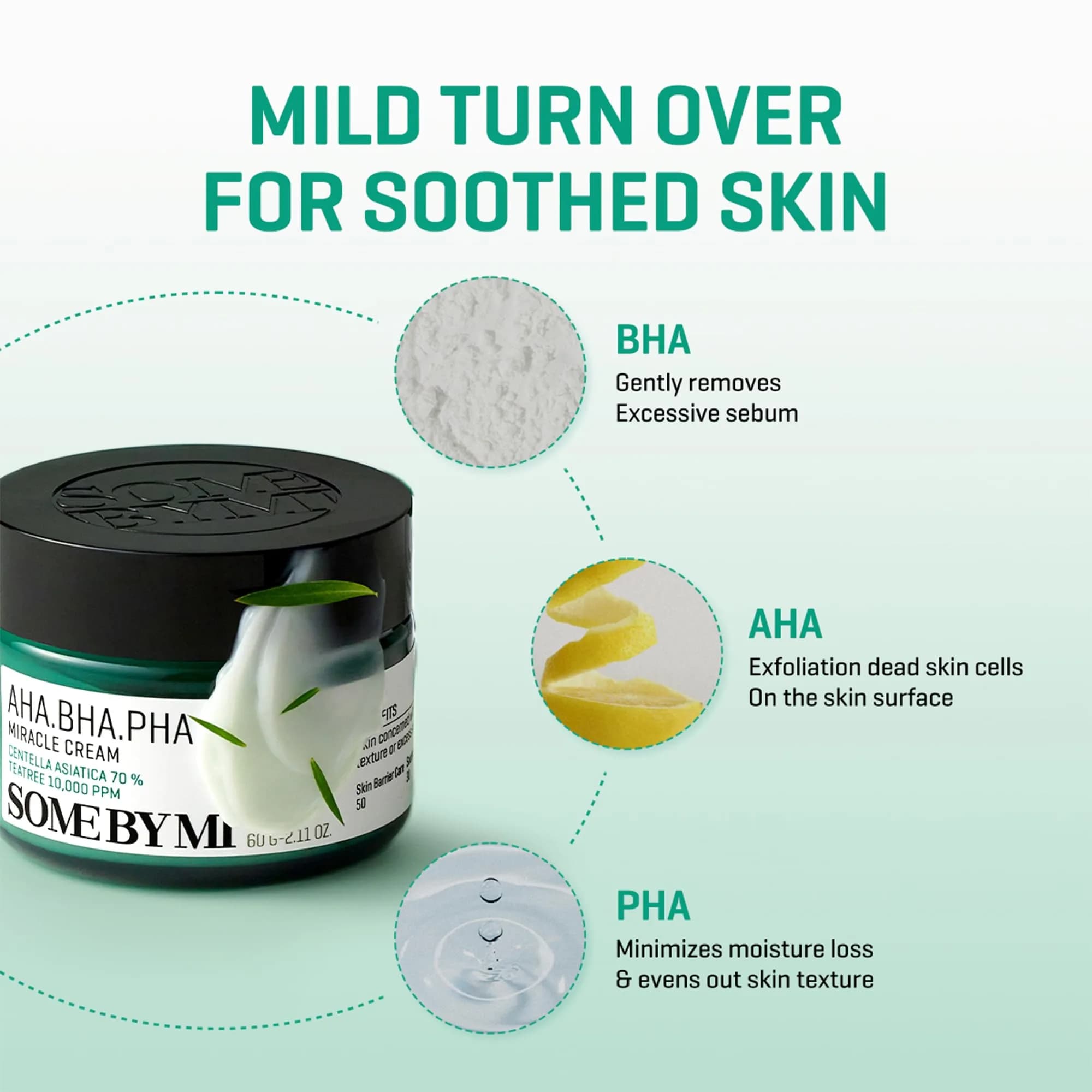 SOME BY MI AHA BHA PHA Miracle Cream 60ml (2.02 Fl Oz) | Mild Refining & Centella Face Moisturizer - view 4