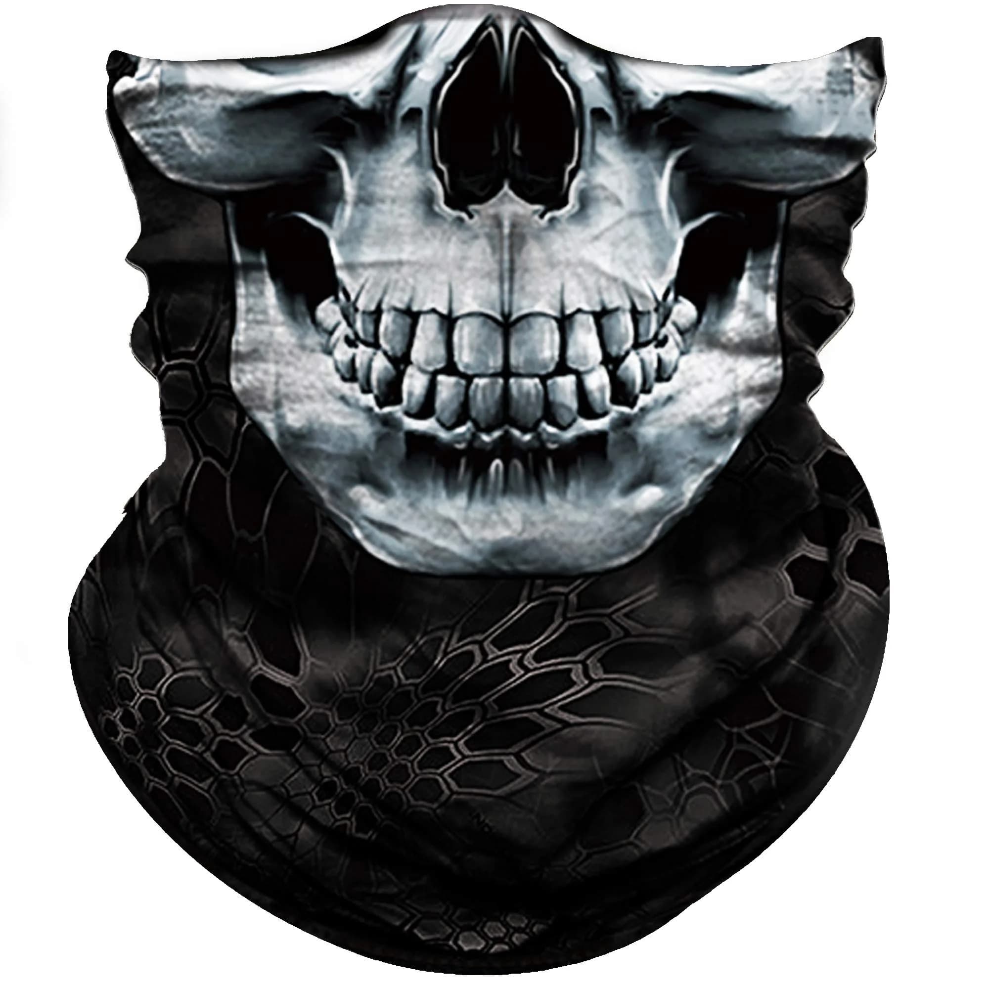 Obacle Skull Face Mask Half - Black Nose White Pattern for Dust, Wind, and UV Protection - main product image