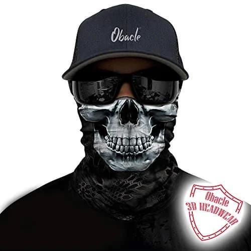 Obacle Skull Face Mask Half - Black Nose White Pattern for Dust, Wind, and UV Protection thumbnail 2
