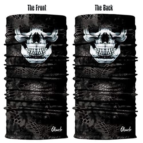 Obacle Skull Face Mask Half - Black Nose White Pattern for Dust, Wind, and UV Protection thumbnail 3