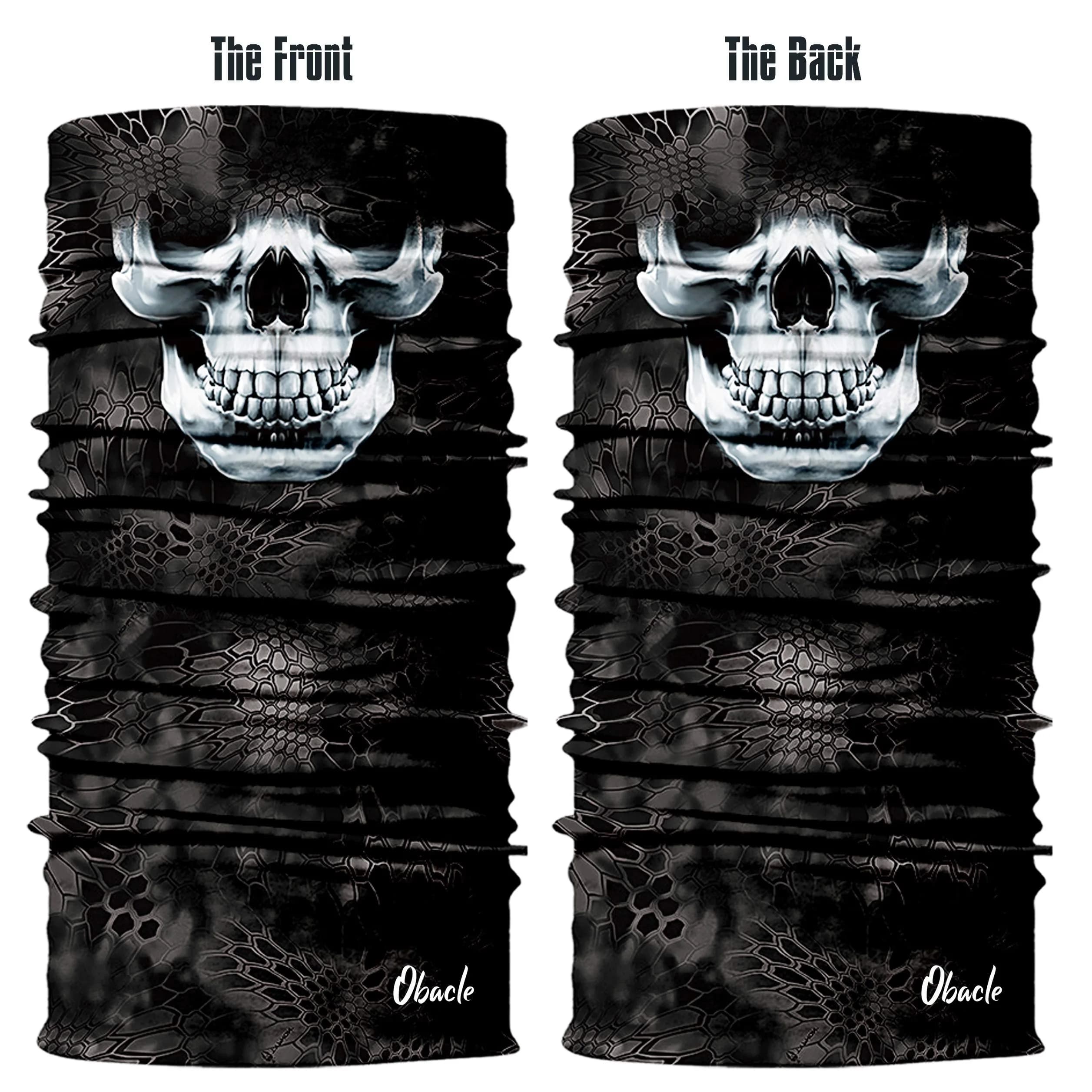 Obacle Skull Face Mask Half - Black Nose White Pattern for Dust, Wind, and UV Protection - view 3