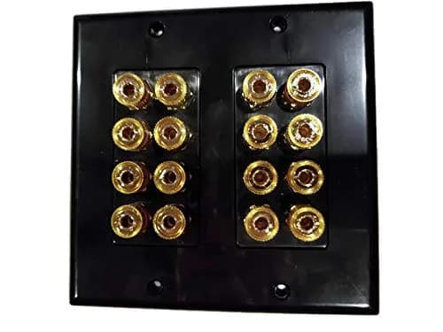 HdtvHookup Black Speaker Wall Plate 16 Post for 8 Speakers | Color Coded for Home Theater Dolby Audio thumbnail 3