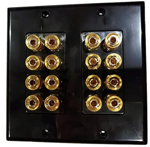 HdtvHookup Black Speaker Wall Plate 16 Post for 8 Speakers | Color Coded for Home Theater Dolby Audio thumbnail 5