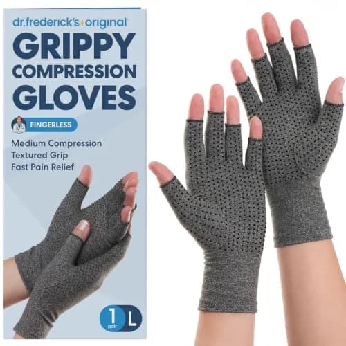 Dr. Frederick's Original Grippy Compression Gloves, Fingerless, L | Targeted Arthritis & Support thumbnail 1