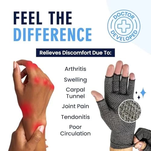 Dr. Frederick's Original Grippy Compression Gloves, Fingerless, L | Targeted Arthritis & Support thumbnail 3