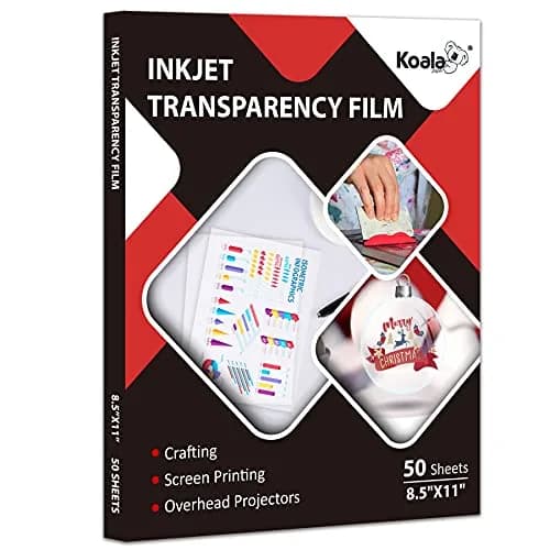 Koala Inkjet Transparency Film Clear Acetate Sheets for Crafts, 50 Sheets | 100% Transparent, Compatible with Inkjet Printers, 8.5x11 Inches thumbnail 1