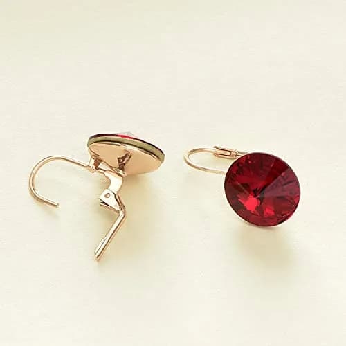 EVEVIC Austrian Crystal Round Drop Leverback Earrings for Women | 14mm Diameter, 25mm Length thumbnail 5