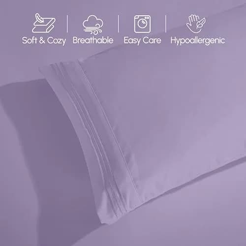 Elegant Comfort Microfiber Bed Sheet Set Twin/Twin XL | Wrinkle & Fade Resistant, 1500 Thread Count, Lavender thumbnail 5