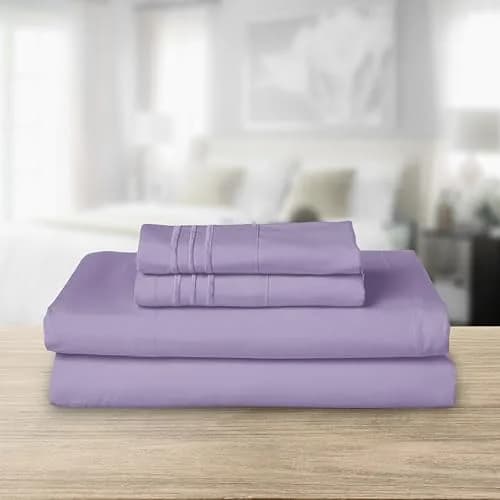 Elegant Comfort Microfiber Bed Sheet Set Twin/Twin XL | Wrinkle & Fade Resistant, 1500 Thread Count, Lavender thumbnail 2