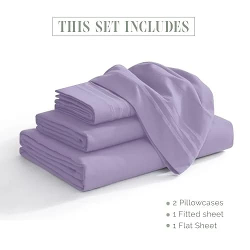 Elegant Comfort Microfiber Bed Sheet Set Twin/Twin XL | Wrinkle & Fade Resistant, 1500 Thread Count, Lavender thumbnail 3