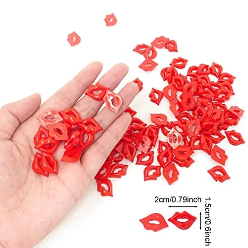 Honbay 100PCS DIY Lip Charm Accessories Acrylic Flatback Red 2x1.5cm | Perfect for Arts & Jewelry thumbnail 2